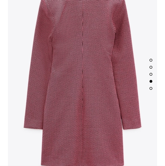 Zara Houndstooth Blazer Dress Size Small Pink Black - Picture 9 of 10